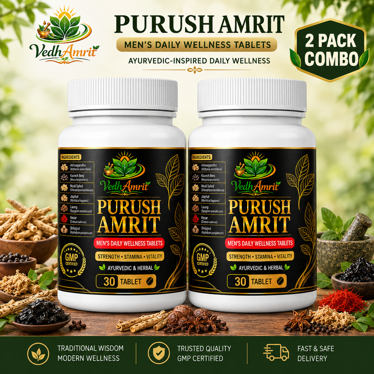 Purush Amrit – Ayurvedic Herbal Wellness Tablets